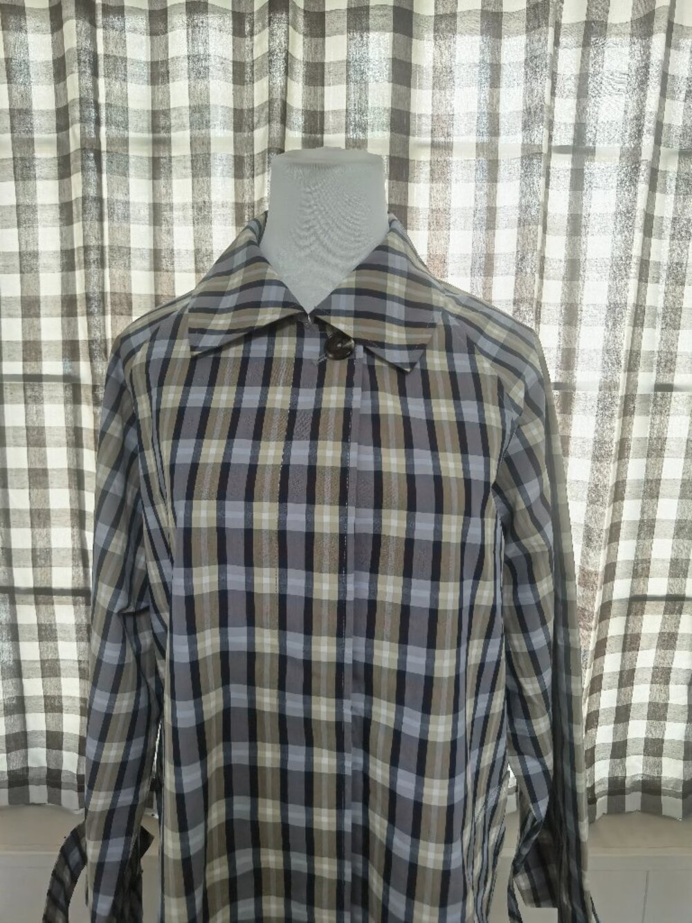 THE ROW tavishina checked silk and cotton-blend poplin coat - Picture 8 of 13